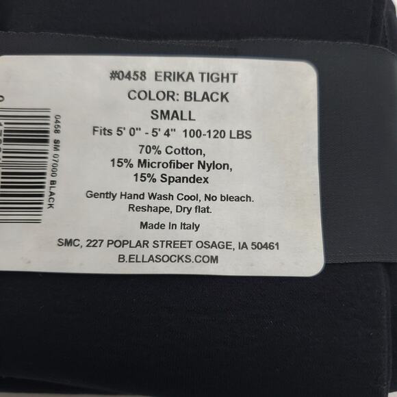 70% Cotton Blend Tights SMALL Black B.ella Erika Opaque NEW Italian Luxe Hosiery - Picture 5 of 5